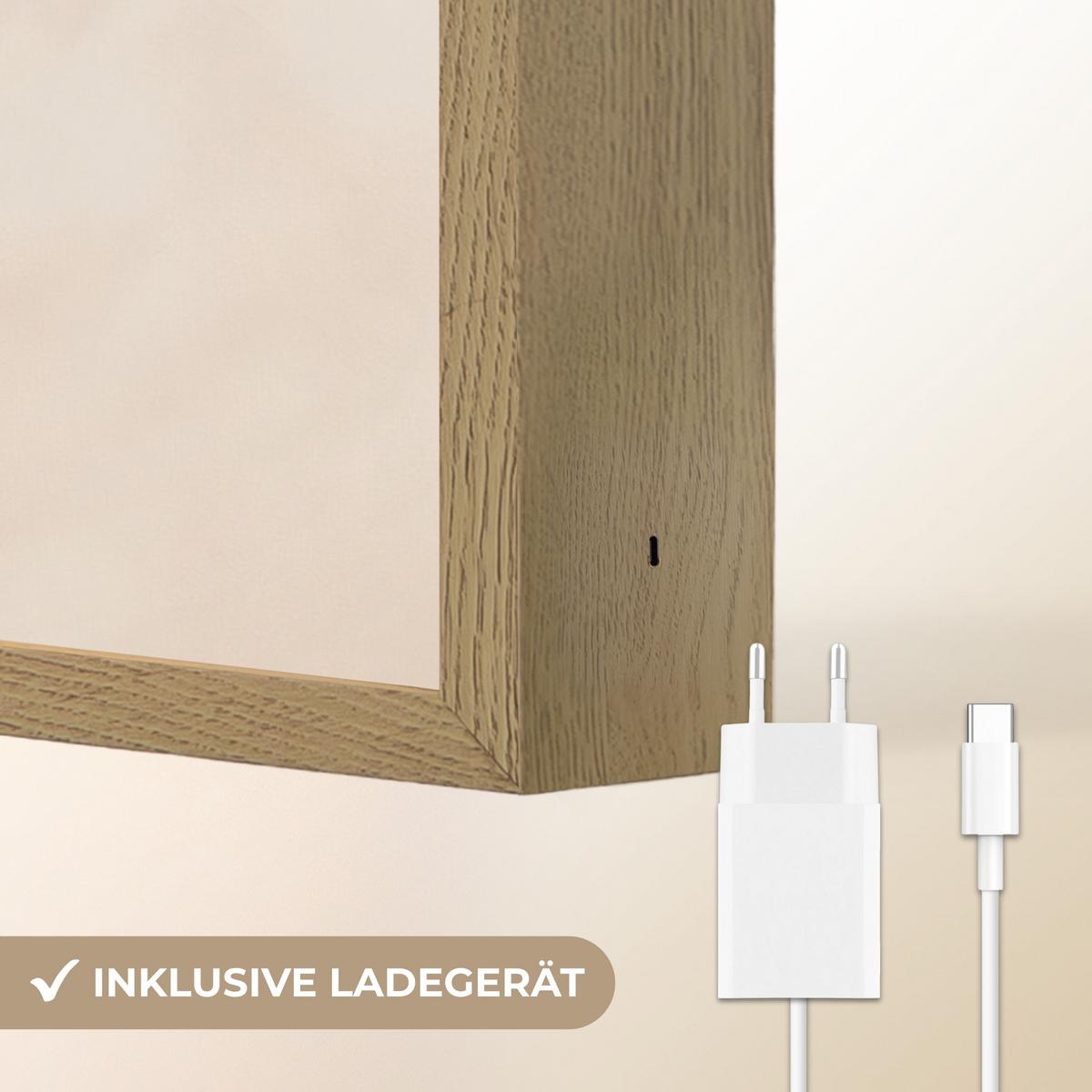 WANDLEUCHTE MIT AKKU Symmetrische Biegung - kupferfarbig 100x70 cm - Beige, Holzwerkstoff (100/70/8cm) - OnlyWow