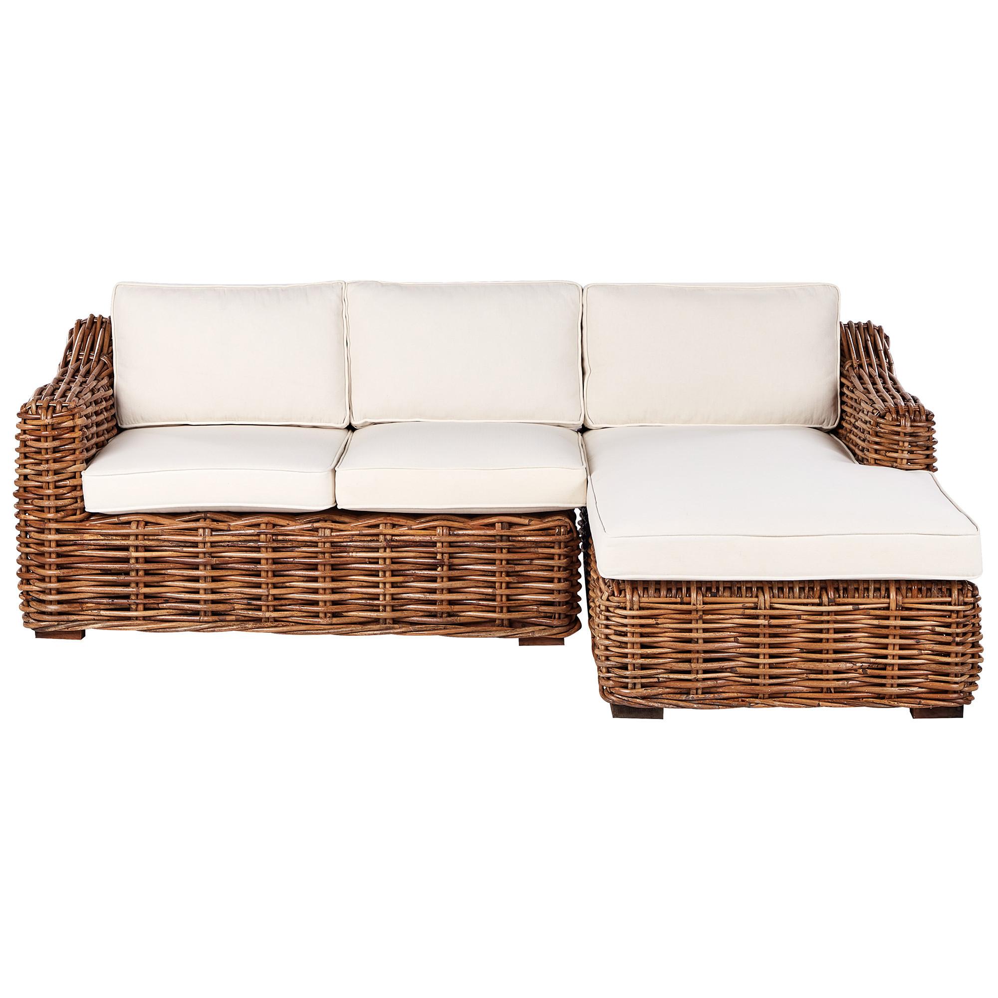 GARTEN-ECKSOFA 3-Sitzer Beige Briatico - Beige/Naturfarben, Naturmaterialien (230/85/150cm) - Beliani