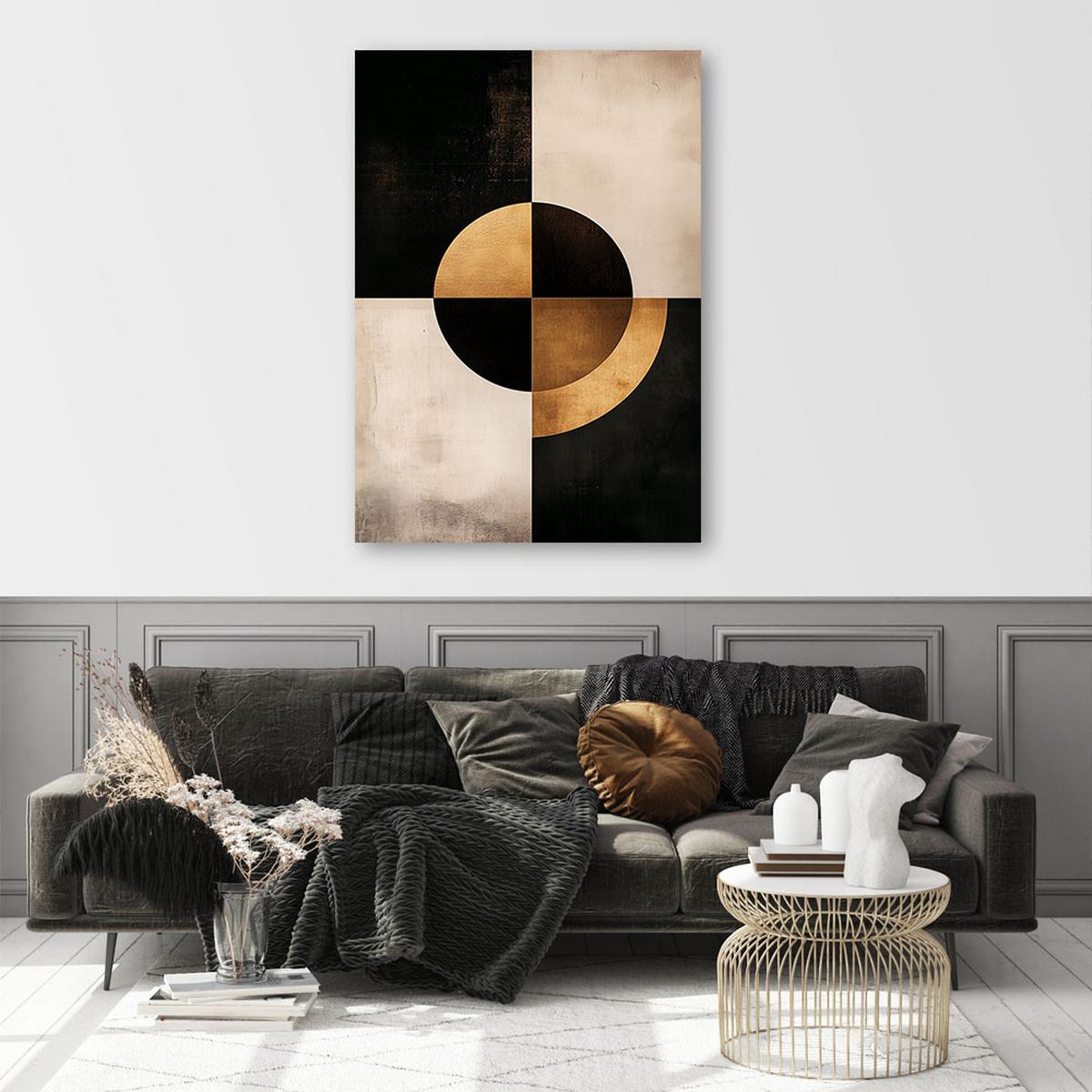 LEINWANDBILD Abstrakter Kreis 60x90cm - Beige, Textil (60/90cm) - Feeby
