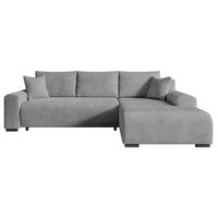 ECKSOFA Nelly mit Bettkasten und Schlaffunktion, Cordstoff in L-Form - Grau, Textil (270/185cm)
