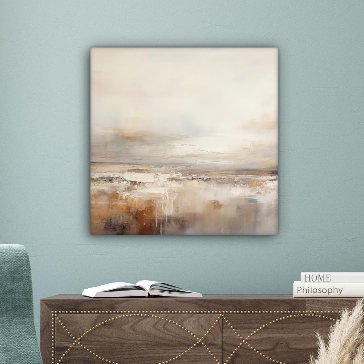 LEINWANDBILD Kunst - Industriell - Grau - Braun - Abstrakt Wandbild Wohnzimmer 50x50 cm - Sandfarben, Textil (50/50cm) - MuchoWow