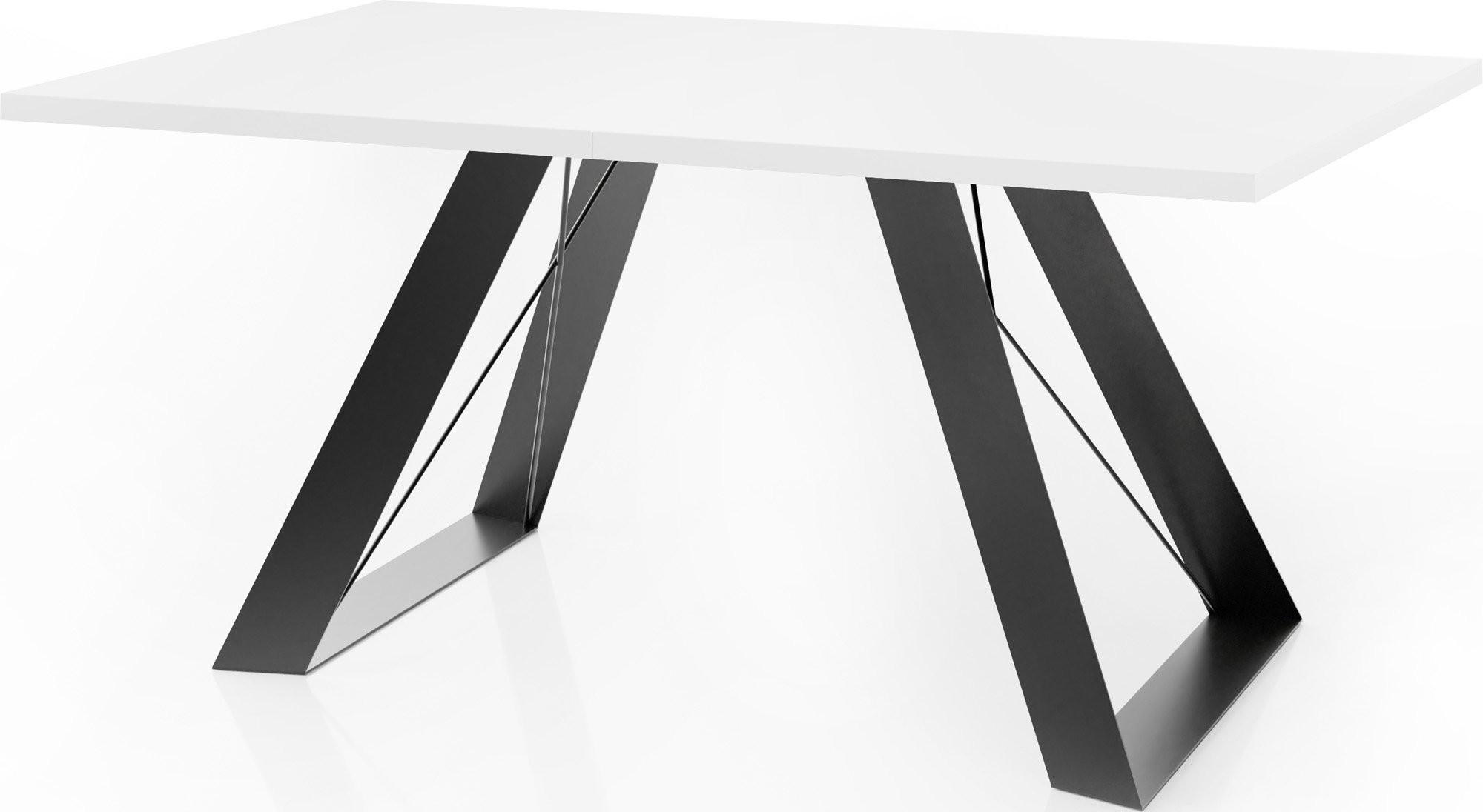 ESSTISCH Colter rechteckig ausziehbar, Weiß 140-240/80/76 cm - Schwarz/Weiß, Holzwerkstoff/Metall (80/240/76cm) - WFL GROUP
