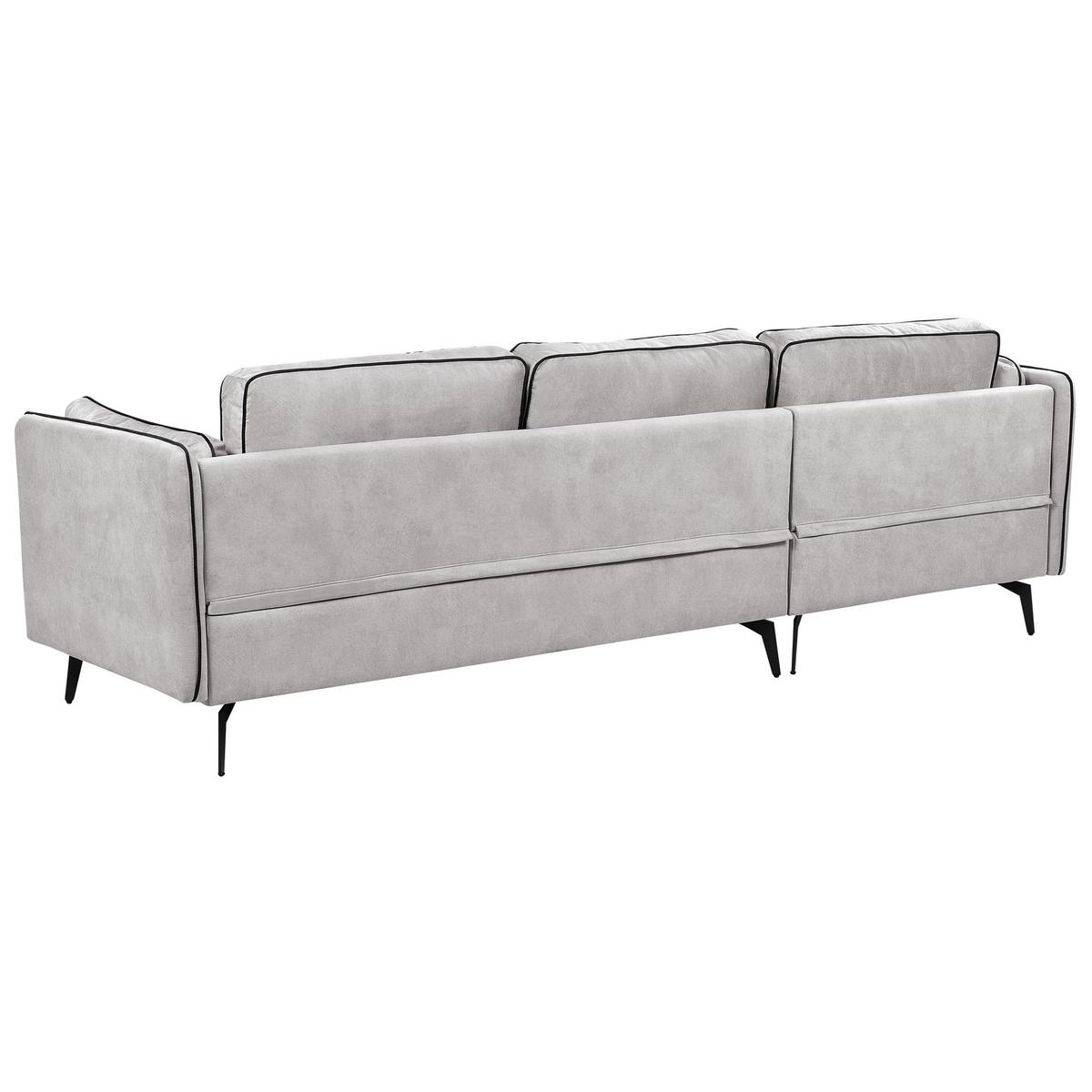 3-SITZER-ECKSOFA Samtstoff Hellgrau Altan - Hellgrau, Textil (268/157cm) - Beliani