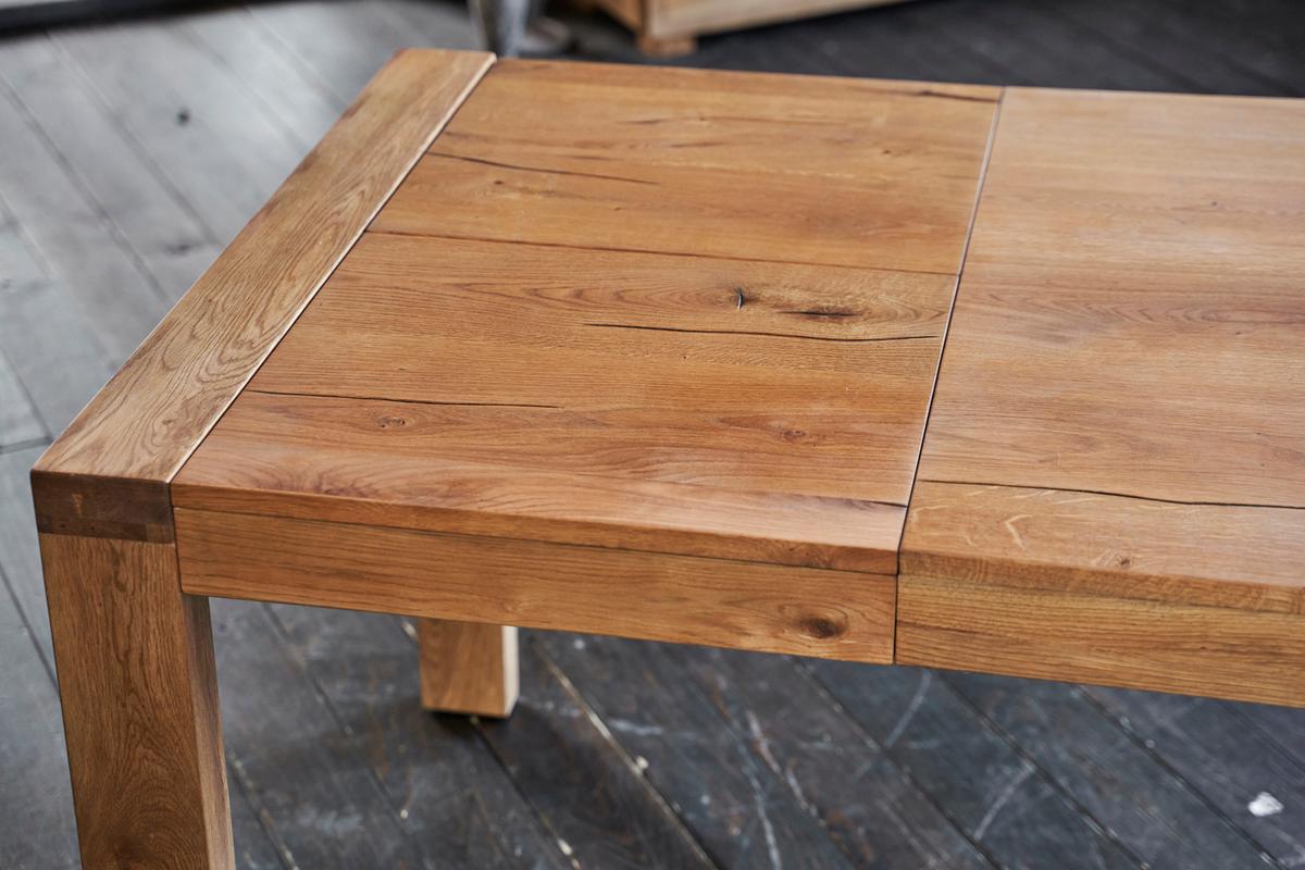 ESSTISCH LIAN Holz - Zwetschgeholzfarben/Naturfarben, Eichenholz/Holz (100/200/76cm) - KAWOLA