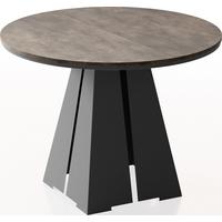 ESSTISCH Kova runder ausziehbarer, Dunkelgrauer Chicago Beton 100-180/100/76 cm - Dunkelgrau/Schwarz, Holzwerkstoff/Metall (100/176/76cm) - WFL GROUP