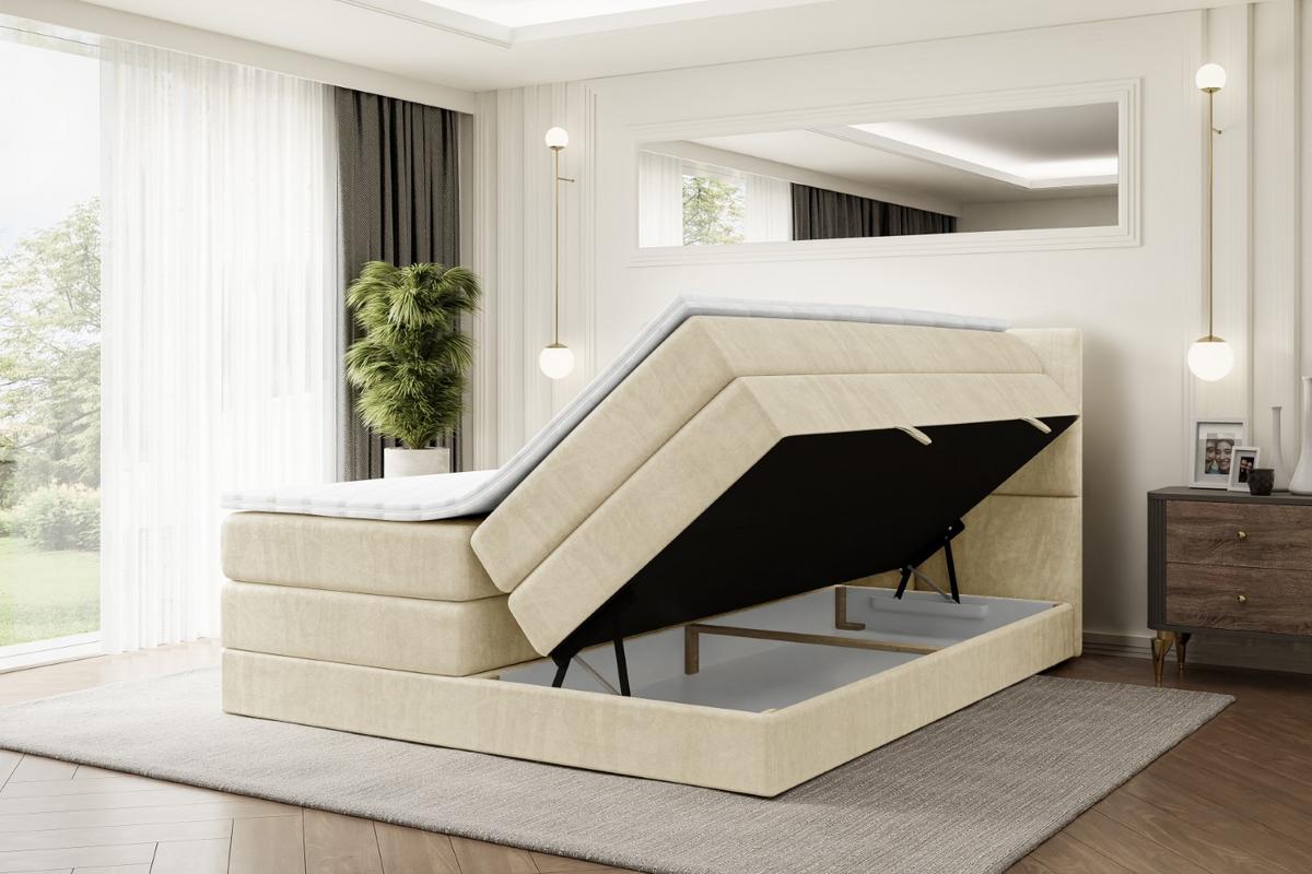 BOXSPRINGBETT OHIO KING - 140x200 - H3/H4 - Beige - Beige, Holzwerkstoff (140/200cm) - ALTDECOR