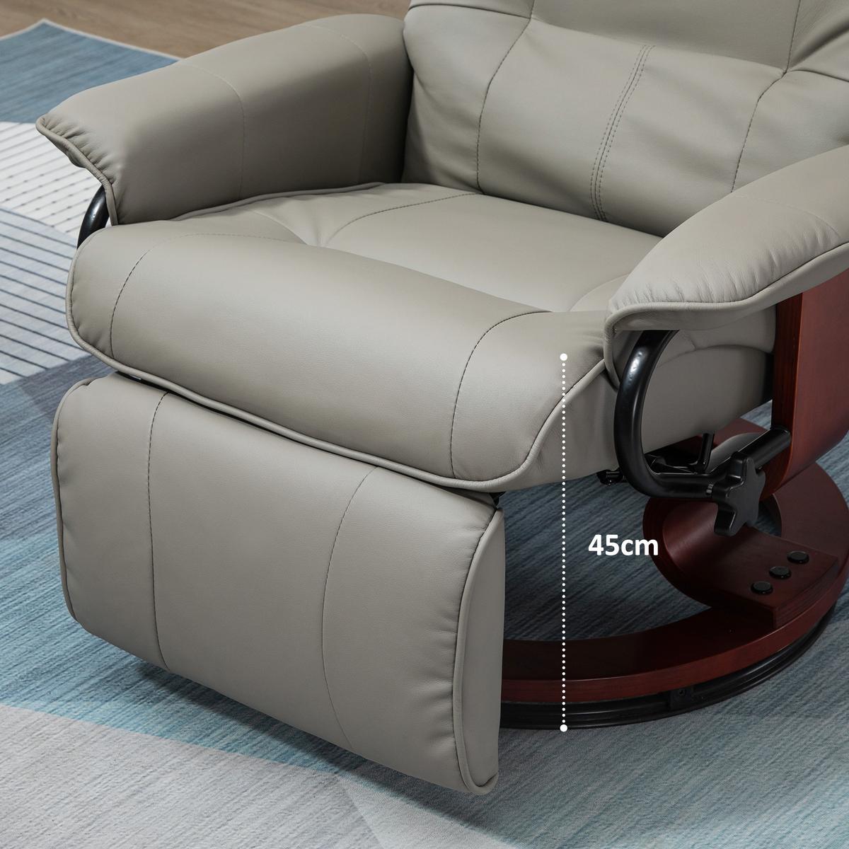 FERNSEHSESSEL Relaxsessel Liegesessel Kunstleder 360° Drehstuhl Holzfuß neigbar - Braun/Grau, Holz/Kunststoff (87/100/78cm) - HOMCOM