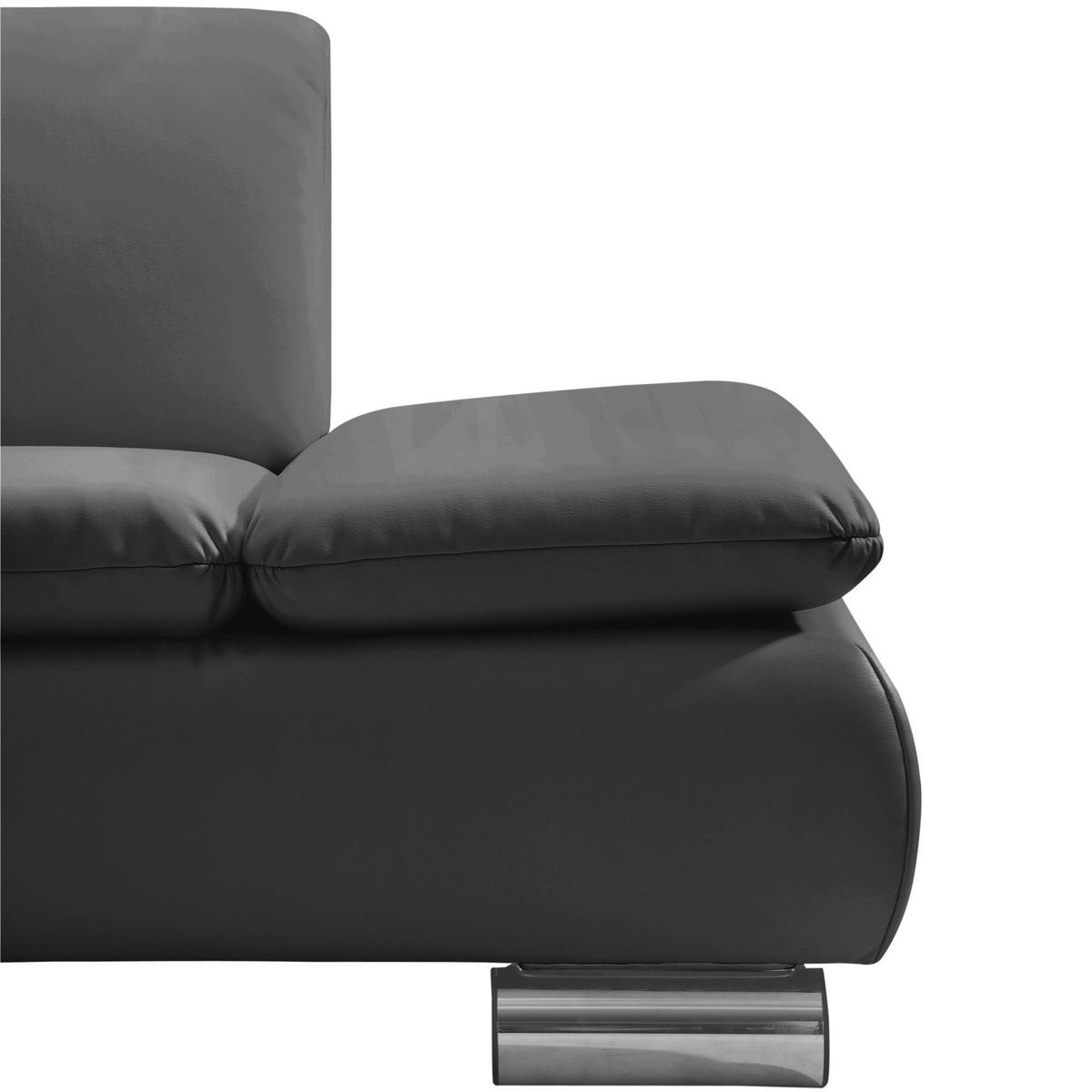 ECKSOFA mit Ottomane links Kaye Bezug Kunstleder Metallfuß verchromt / schwarz - Schwarz, Kunststoff (190/270cm) - 58aufmkessel