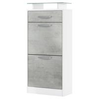 SCHUHSCHRANK Loret Front in Beton Oxid Optik - Hellgrau, Holzwerkstoff (46/104/23cm) - Vladon