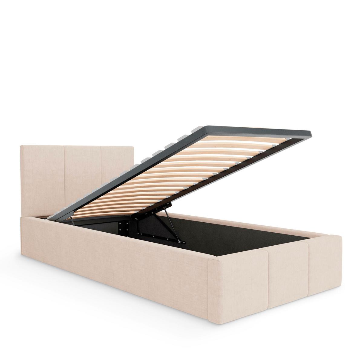 POLSTERBETT für Schlafzimmer Bett mit Stauraum Creme 90x200 - Weiß, Holzwerkstoff/Metall (90/200cm) - Muralo