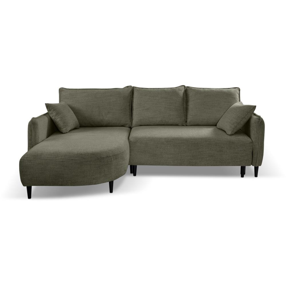 ECKSCHLAFSOFA Sycylia links grün - Schwarz/Grün, Textil (244/165cm) - Beautysofa