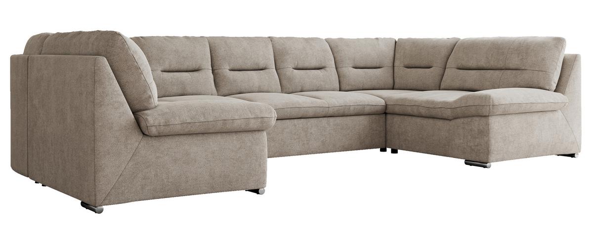 WOHNLANDSCHAFT COMODO U Beige Struktur - Beige/Silberfarben, Textil/Metall (340/93/206cm) - MKS