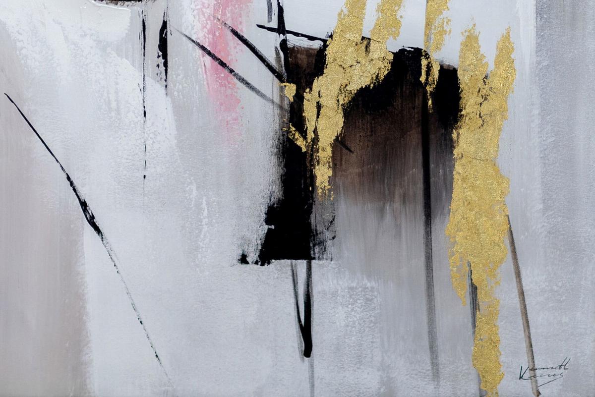 ACRYLBILD HANDGEMALT 82,5/122,5 cm - Weiß, Textil (82.5/122.5cm) - KUNSTLOFT