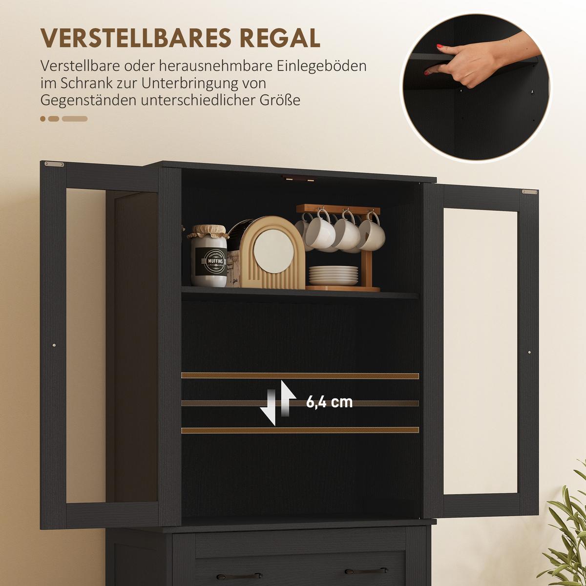 KÜCHENSCHRANK MDF Spanplatte Schwarz - Schwarz, Holzwerkstoff/Metall (40/182.5/76cm) - HOMCOM