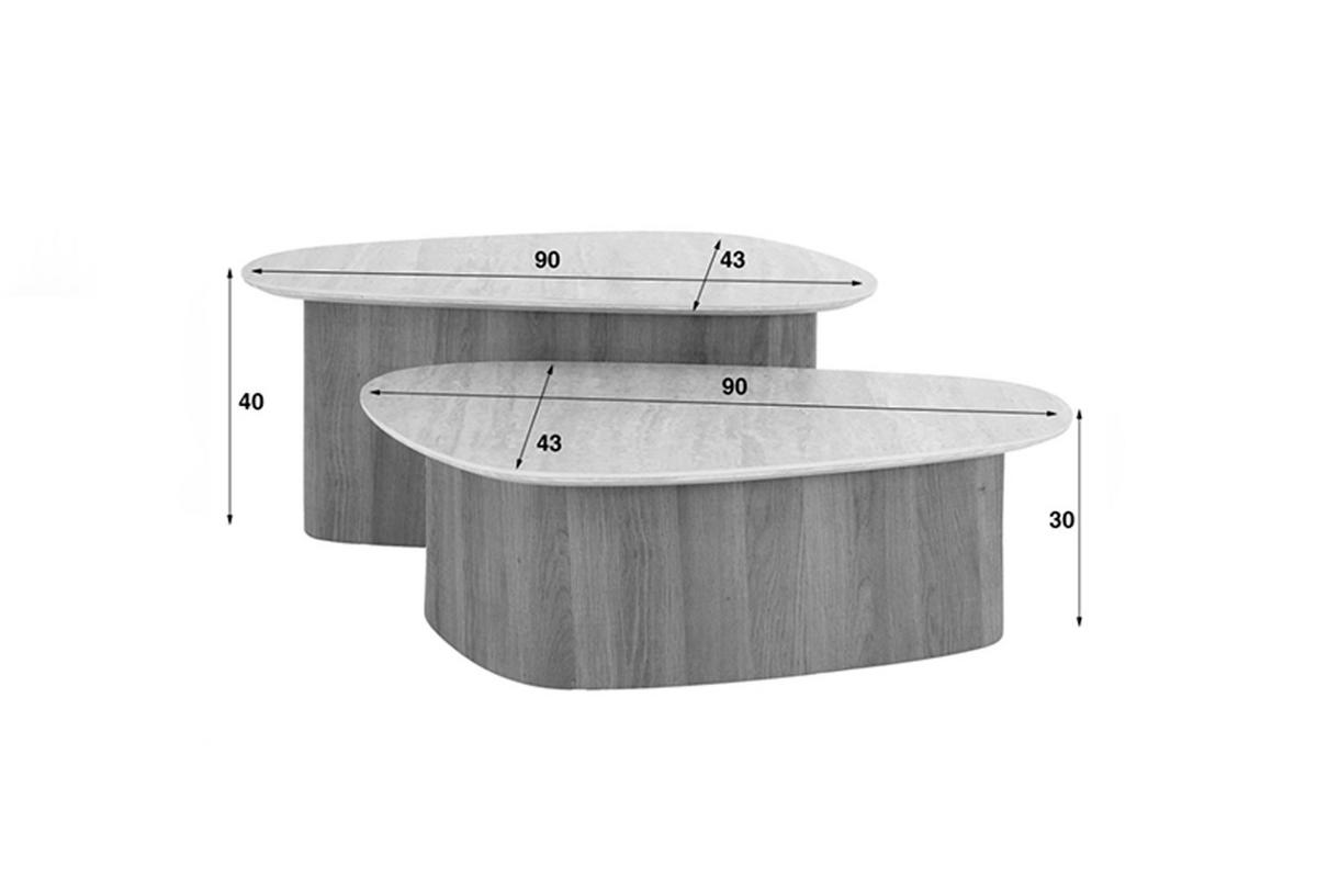 COUCHTISCH PRETO 2ER SET Weiß Keramik - Weiß/Braun, Keramik (43/90/40cm) - KAWOLA