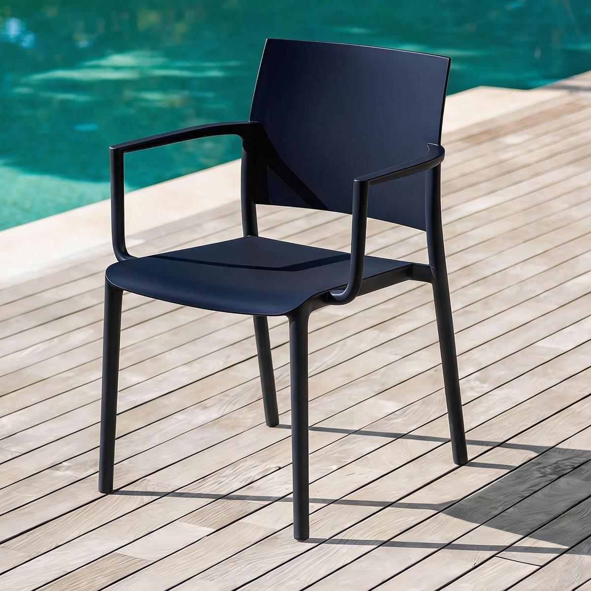 GARTENSTÜHLE TERRA 4er-Set schwarz - Schwarz, Textil (55/81/52cm) - IDIMEX