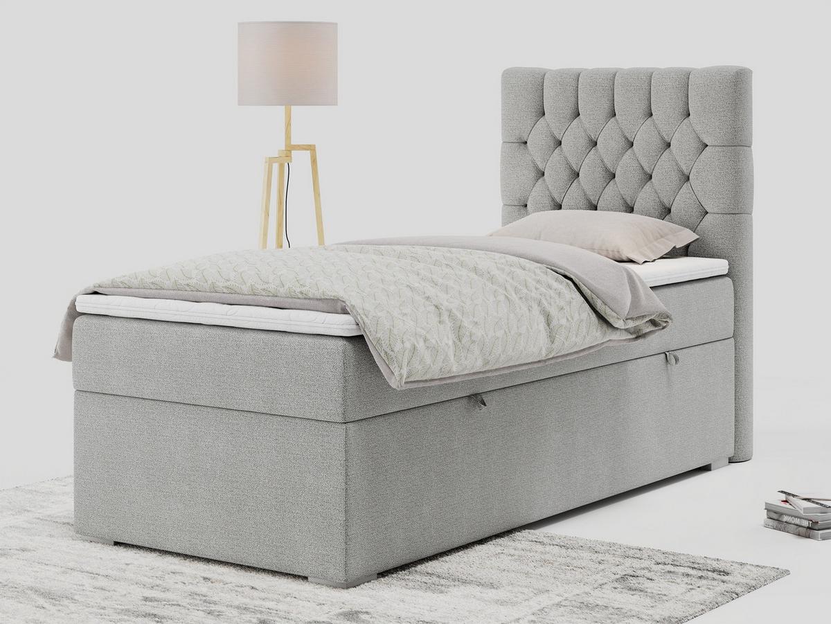 BOXBETT PERA 90/200 Hellgrau Struktur - H3 - Rechts Seite - Hellgrau, Holz/Textil (90/200cm) - MKS