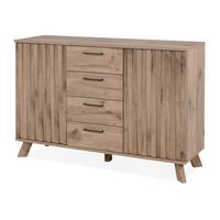 KOMMODE Eiche 127 cm, Sideboard mit viel Stauraum und Push-to-Open - Eichefarben/Messingfarben, Holzwerkstoff/Metall (127/85/40cm) - Furn.Design