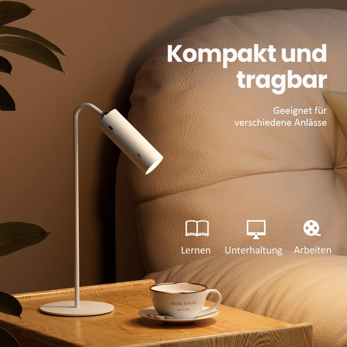 SCHREIBTISCHLAMPE LED Dimmbar Kabellos Weiß 32/12/12 cm - Weiß, Metall (33/12/33cm) - EMKE