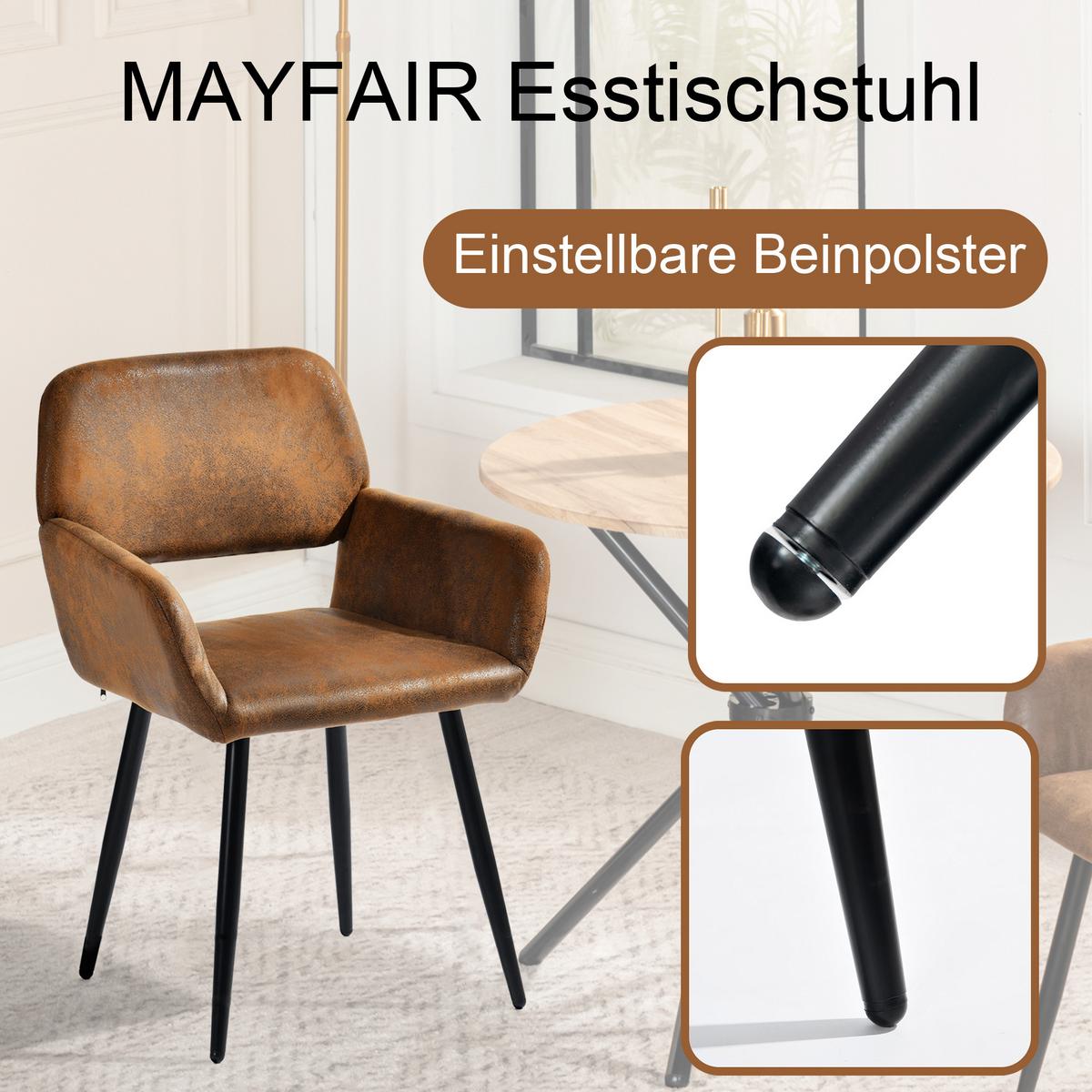 ARMLEHNSTUHL-SET 8 Stück braun - Braun, Holzwerkstoff/Textil (56/77/53cm) - Urban Meuble