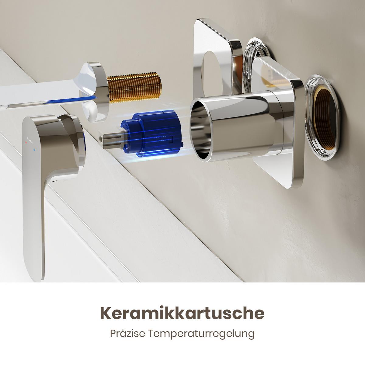 WASCHTISCHARMATUR Modular Ventilkernzertifizierung Messing Verchromt - Chromfarben, Metall (12.7/11/23.3cm) - EMKE