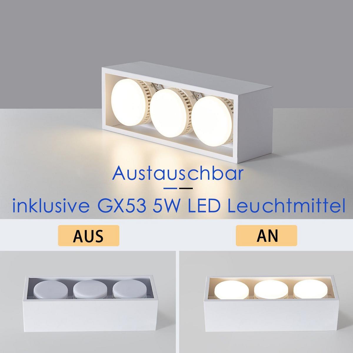 LED-DECKENLEUCHTE Harmonie 3-flammig 30/10/8 cm - Weiß, Metall (30/10/8cm) - Nettlife