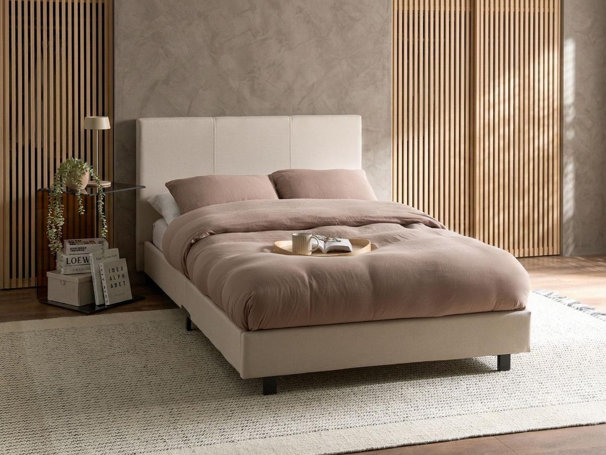 BETT mit Lattenrost 120/200 cm Stoff Beige Albi - Beige, Textil (120/200cm) - Beliani