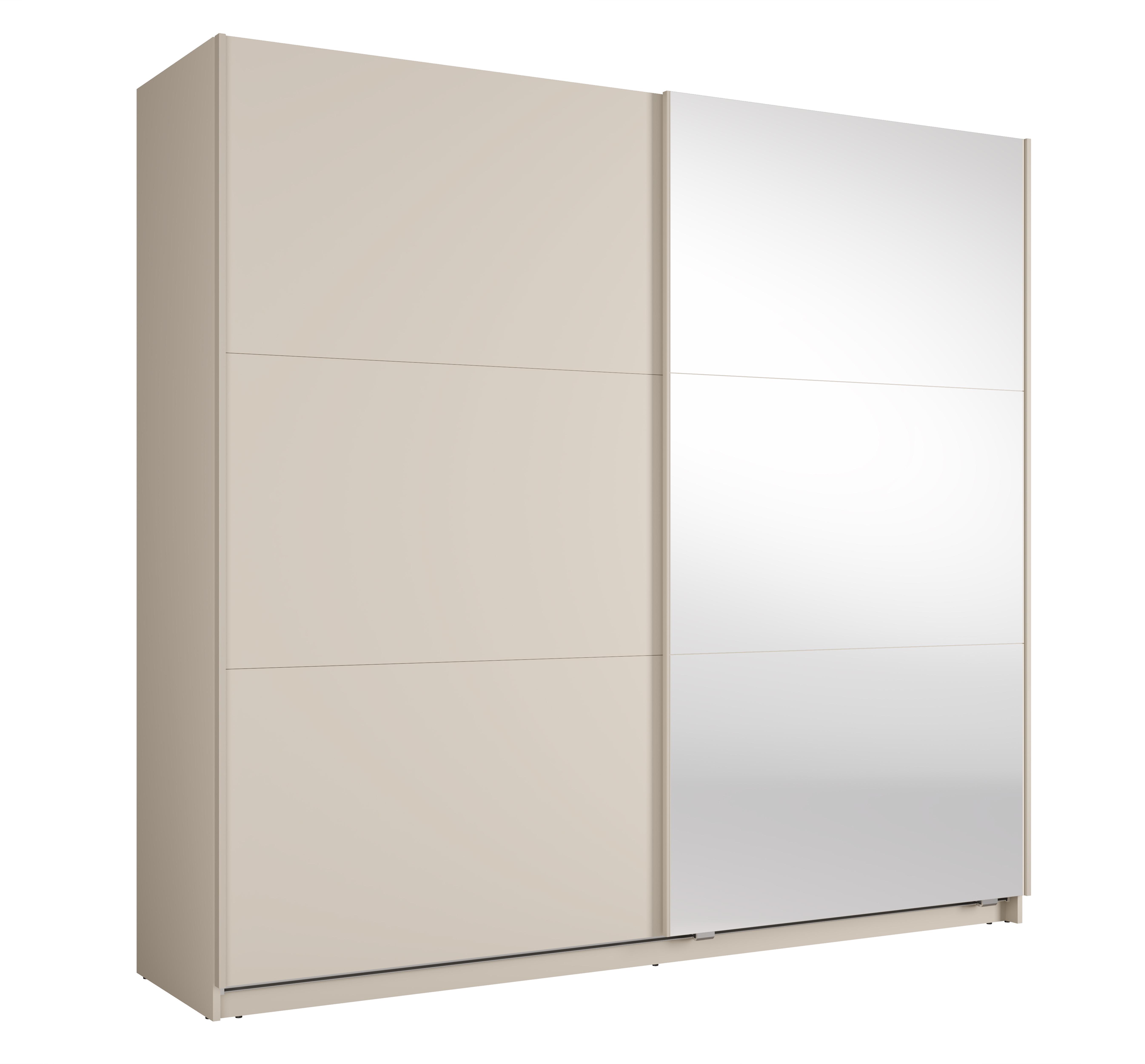 SCHWEBETÜRENSCHRANK Lunoria 221 cm Beige mit Spiegel - 221/207/60 cm - Beige, Holz/Holzwerkstoff (221/207/60cm) - AX Living