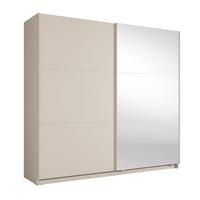 SCHWEBETÜRENSCHRANK Lunoria 221 cm Beige mit Spiegel - 221/207/60 cm - Beige, Holz/Holzwerkstoff (221/207/60cm) - AX Living