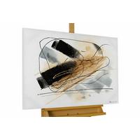 ACRYLBILD HANDGEMALT 100/75 cm - Goldfarben/Schwarz, Holz/Textil (100/75cm) - KUNSTLOFT