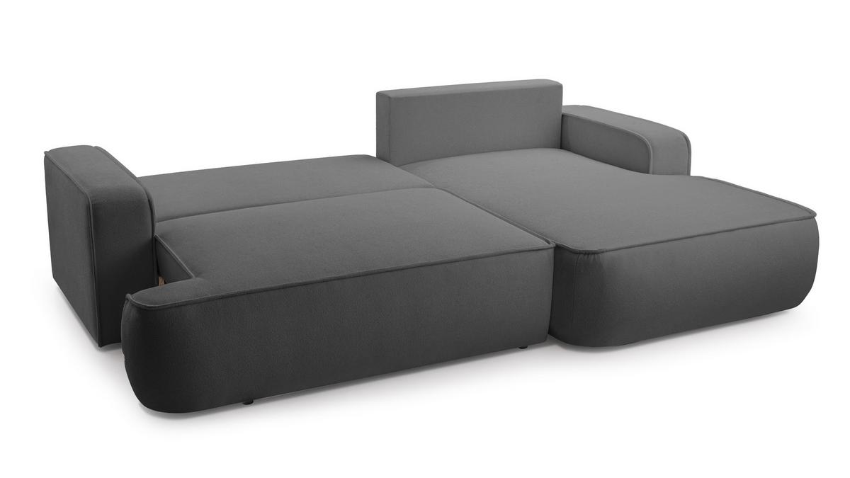 ECKSOFA L Form Ablia Dunkelgrau 267/168/87 cm mit Schlaffunktion R - Dunkelgrau/Schwarz, Kunststoff/Textil (267/168cm) - AX Living