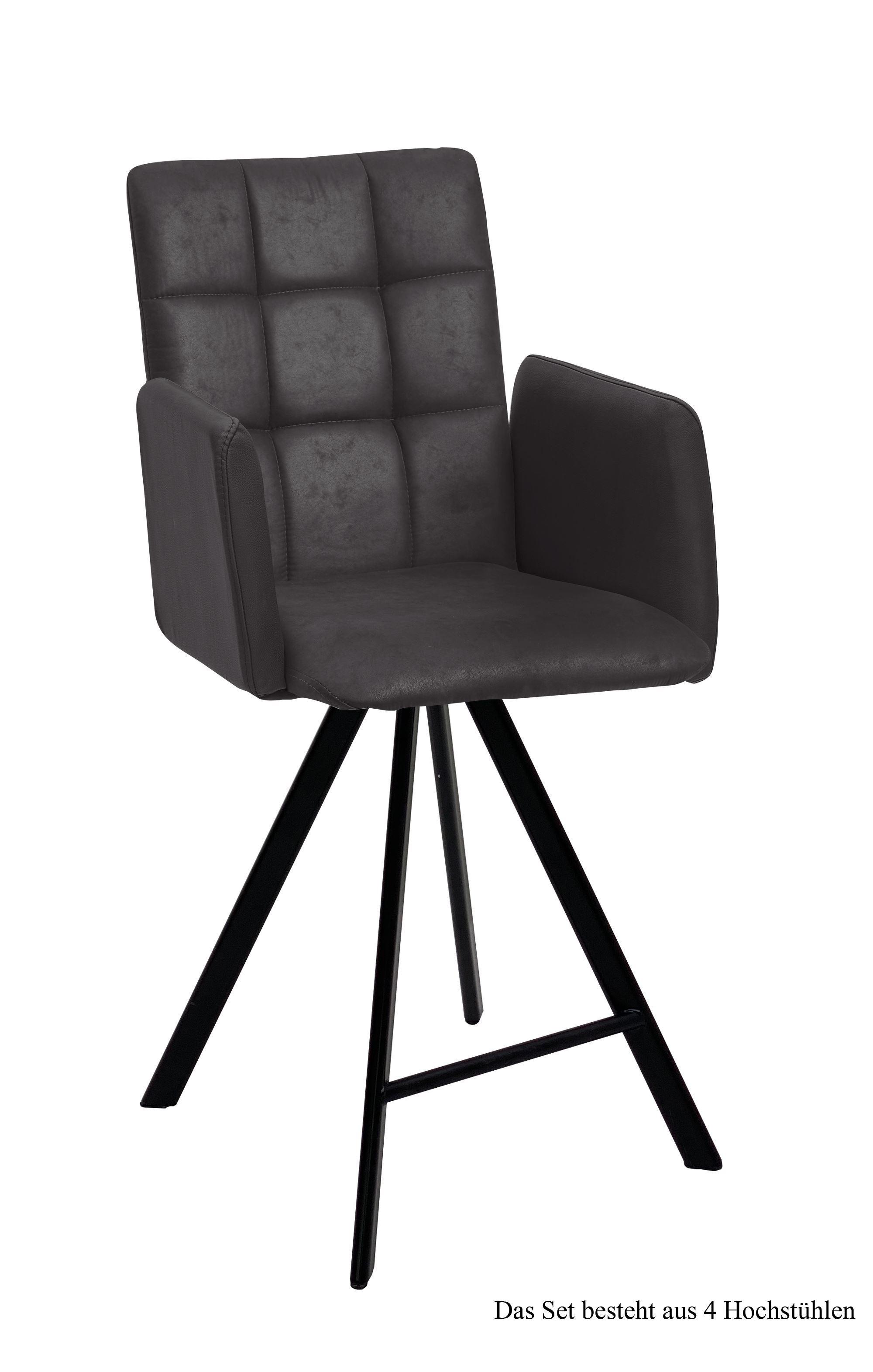 THEKENSTUHL drehbar (4er-Set) Devalyn 52x108x60 Schwarz/Anthrazit - Anthrazit/Schwarz, Kunststoff (60/108/52cm) - 58aufmkessel