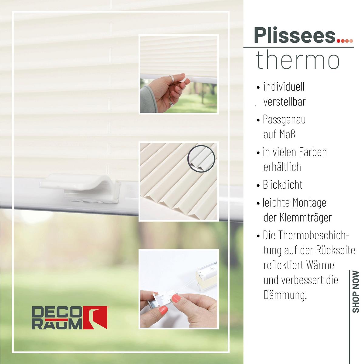 PLISSEE Thermo Basic 75 x 150cm Klemmfix ohne Bohren - Creme, Textil (75/150/150cm) - Deco-Raum