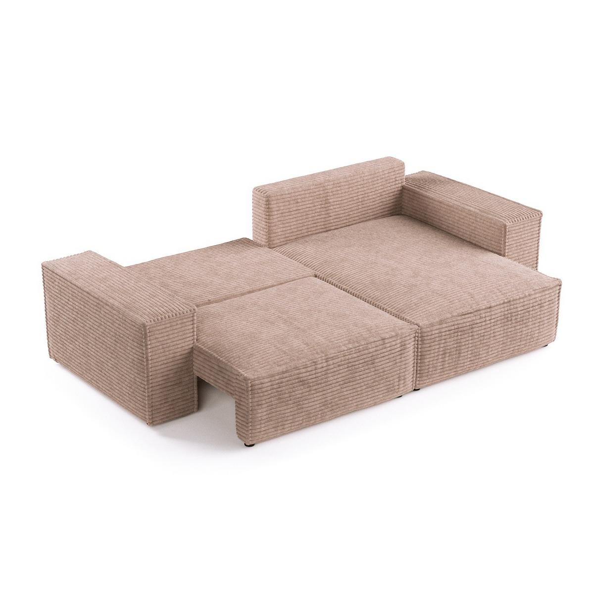 ECKSOFA CAVO mit Schlaffunktion Beige im Tilia Stoff - Beige/Schwarz, Holz/Holzwerkstoff (255/148cm) - AltaBeds