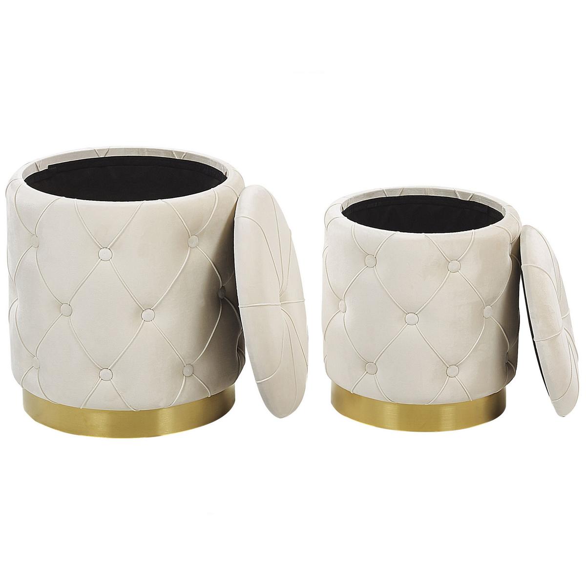 POUF Pueblo 40-33/40-33/44-36 cm - Weiß, Textil (33/36/33cm) - Beliani