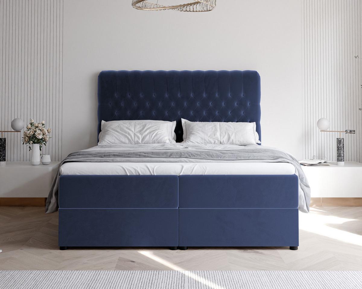 BOXBETT 120x200 cm mit Topper - Blau, Holzwerkstoff/Textil (120/200cm) - Idohome