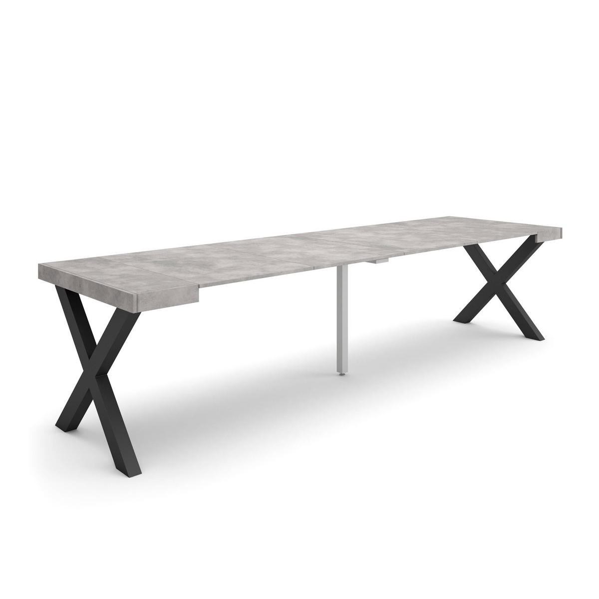 KONSOLENTISCH ausziehbar 58 bis 302cm, für 14 Gäste, zementgrau, 90/58/73cm - Grau, Holzwerkstoff (90/302/73cm) - Skraut Home
