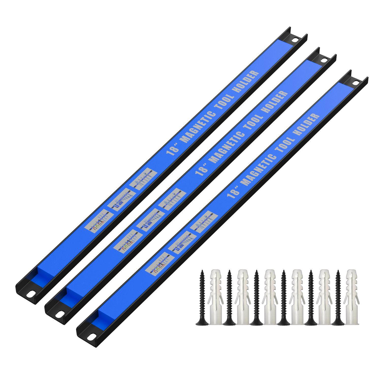 MAGNETLEISTEN-SET für Werkzeug Magnetisch (3-tlg. Set) - Schwarz, Metall (2.3/1.3/45.5cm)