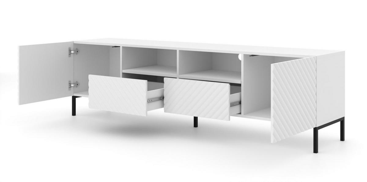 TV LOWBOARD Weiß, Schwarz 200/56/42 - Schwarz/Weiß, Holzwerkstoff (200/56/42cm) - RAUMHIRSCH FURNITURE