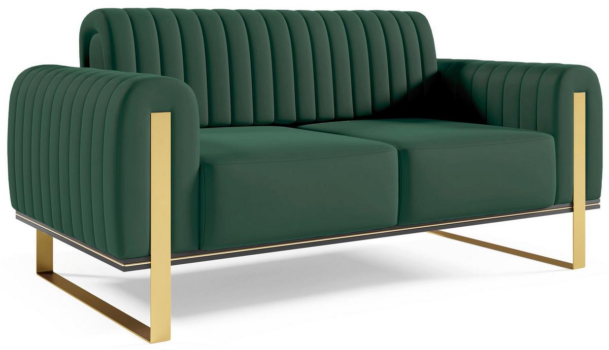 SOFA Parissa 164 cm - Goldfarben/Grün, Textil/Metall (164/79/92cm) - Selsey