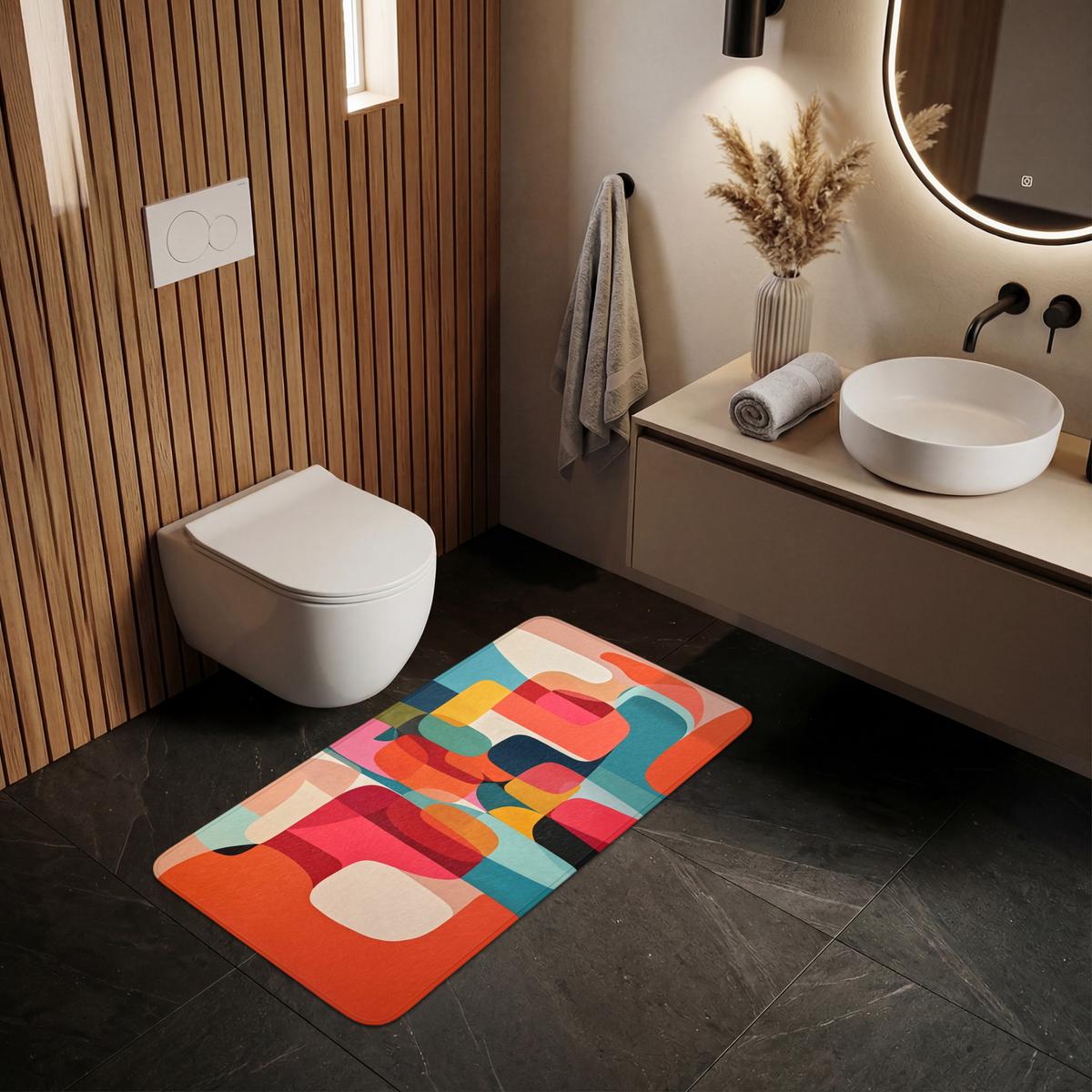 BADEMATTE Formen - Bunt - Abstrakt - Flugzeuge 120x60 cm - Multicolor, Textil (120/60cm) - OnlyWow