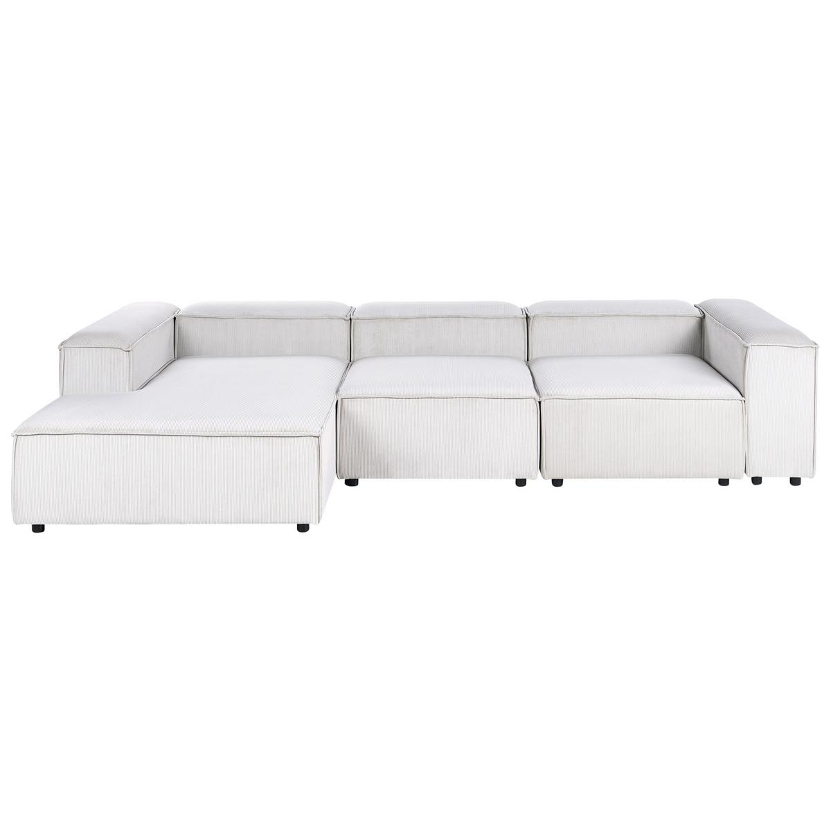 ECKSOFA Modul 4-Sitzer rechtsseitig Cremeweiß Cord Ardal - Creme/Schwarz, Textil (326/180cm) - Beliani