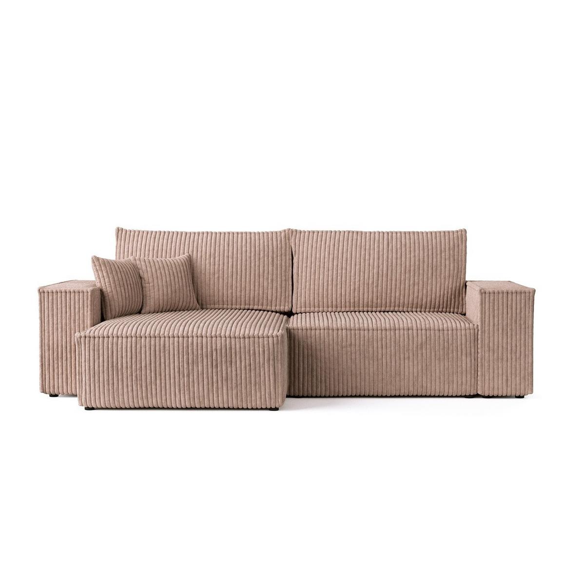 ECKSOFA CAVO mit Schlaffunktion Beige im Tilia Stoff - Beige/Schwarz, Holz/Holzwerkstoff (255/148cm) - AltaBeds