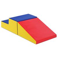 SOFTBAUSTEINE Blau (2er-Set) - Blau, Leder (50/26/50cm) - COSTWAY
