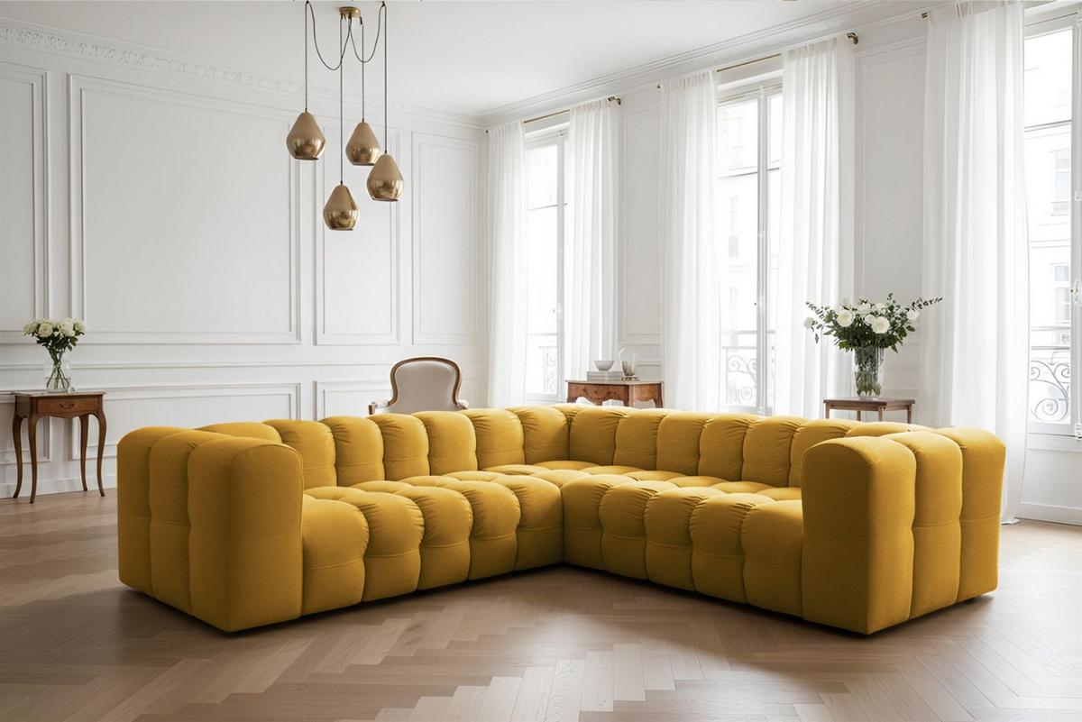 ECKSOFA Solvie Xs In Tiffani - Gelb, Holzwerkstoff/Textil (270/270cm) - Fun Möbel