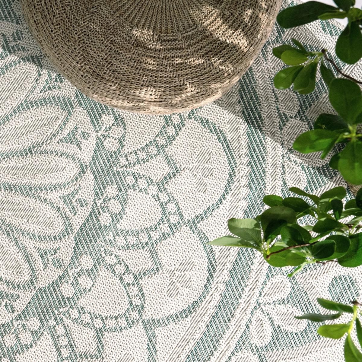FLACHWEBTEPPICH, mit Mandala-Muster, Türkis, 120 x 160 cm - Blau, Textil (120/160cm) - KADIMA DESIGN
