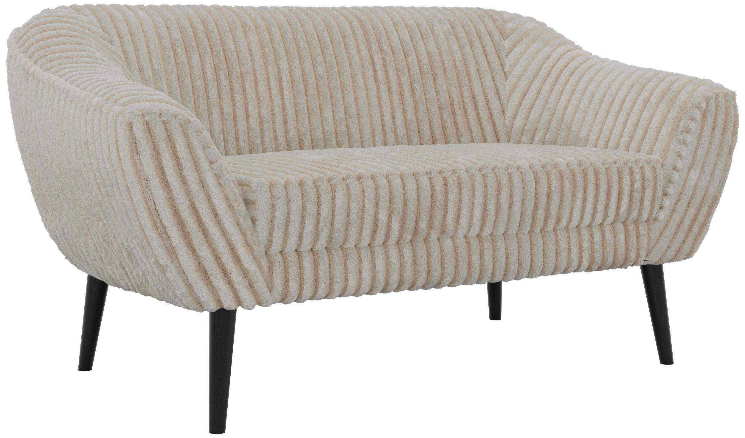 2-SITZER-SOFA PIRS - Beige Cord - Schwarze Beine - Beige/Creme, Holzwerkstoff/Textil (140/75/74cm) - MKS