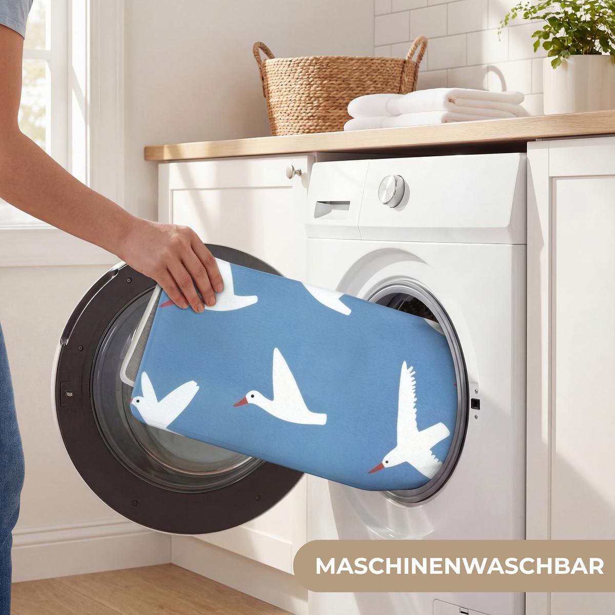 BADEMATTE Vögel - Weiß - Muster 120x60 cm - Blau, Textil (120/60cm) - OnlyWow
