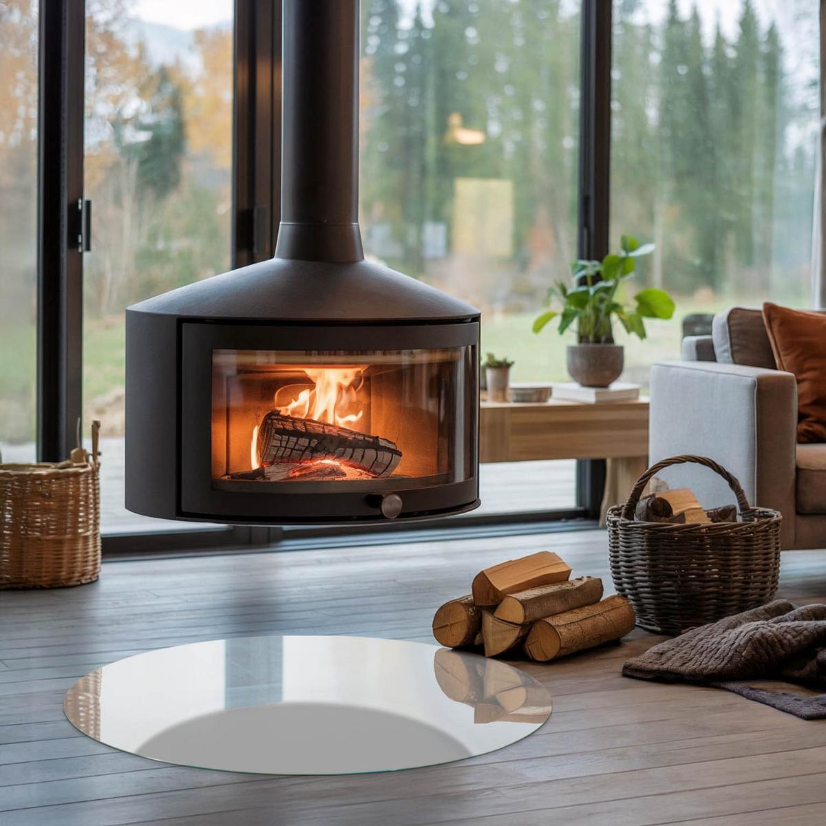 GLASPLATTE für Kamin Ø 80 cm - Grau, Glas (80/80/0.4cm) - TULUP