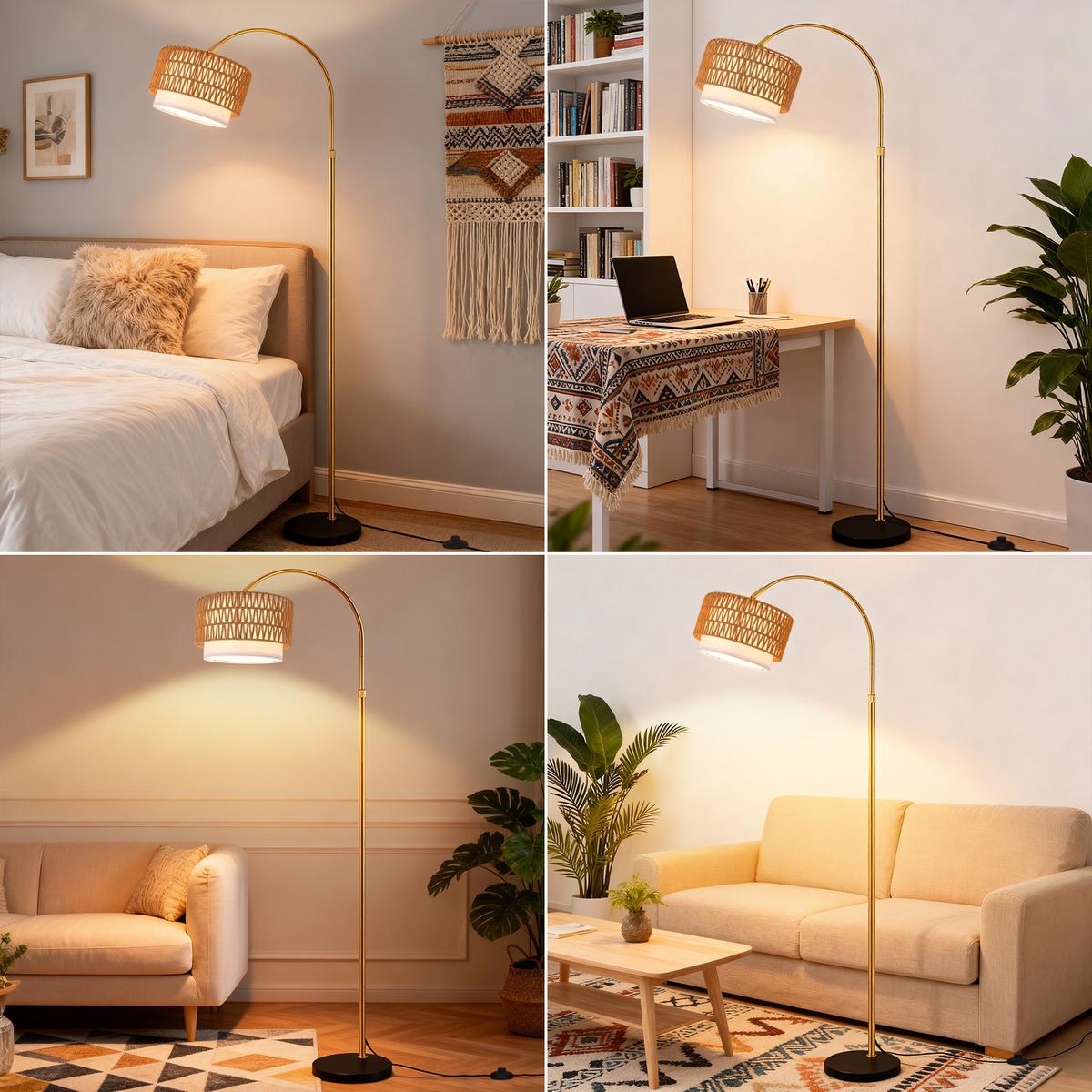 STEHLAMPE Cyrwen 32/19/180 cm - Goldfarben, Metall (32/19/180cm) - ZMH